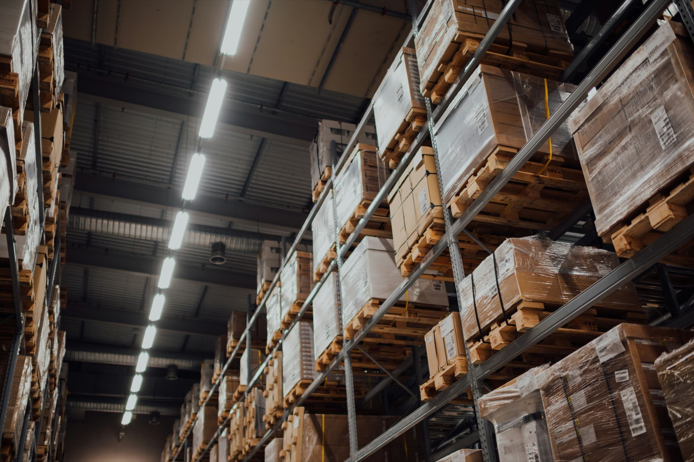 Industrial warehouse prepared for international distribution